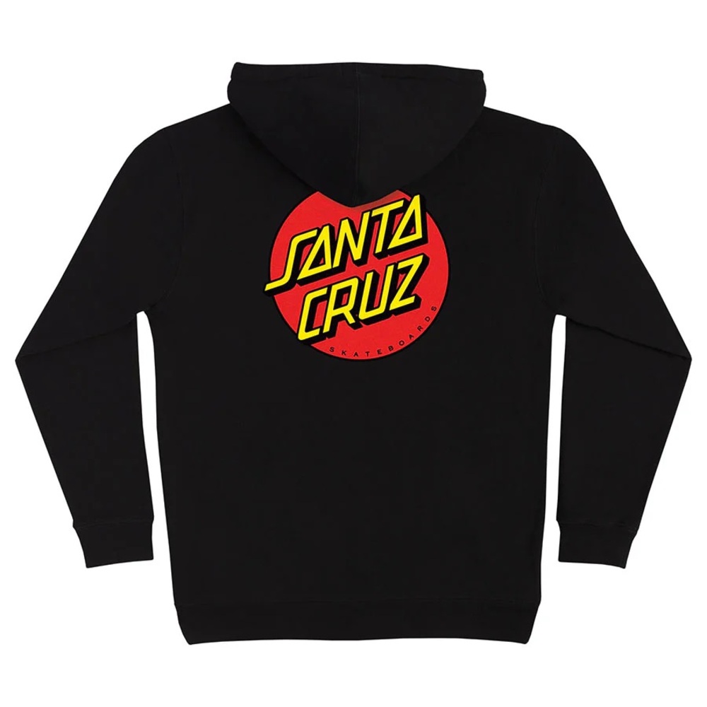 Santa Cruz Skateboards (XXL) Black Dot Logo Zip Up Oversized Hoodie- Red/Yellow